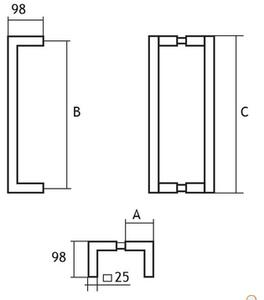 Madlo EUROLATON pro skleněné a dřevěné dveře - 76250350 (nerez) - 375 mm (rozteč 350 mm)