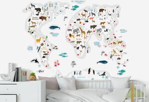 FUGU Dětská mapa světa přelepovací bílá - samolepky na zeď Rozměr: Dětská mapa světa S 100 cm x 76 cm