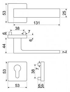 Dveřní kování RICHTER Bormio (matná černá) - PZ klika-klika otvor na cylindrickou vložku/Černá matná