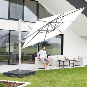 KNIRPS Pendel 320 x 320 cm - luxusní výkyvný zahradní slunečník s boční tyčí světle šedá