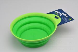 PETS Skládací silikonová miska na pro psy a kočky - Zelená (15x5,5cm)