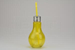 Euro Habitat Sklenička na drink s plechovým víčkem a brčkem - Žlutá žárovka