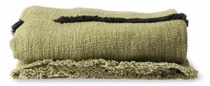 Zelený pléd /přehoz s třásněmi Tufted lines - 130*170 cm - HKLIVING