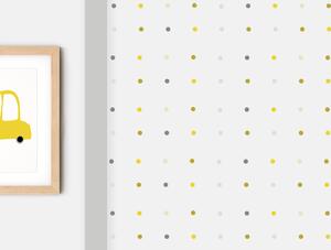 FUGU Samolepky na zeď Puntíky 3 cm - Yellow textilní přelepovací