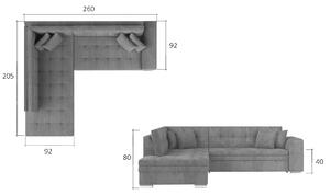 Moderní rohová sedačka Presta, šedá Roh: Orientace rohu Levý roh