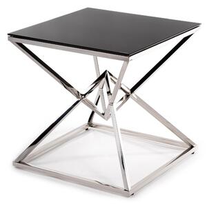 DekorStyle Odkládací stolek Diamanto 60 cm černo-stříbrný