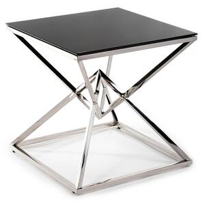 DekorStyle Odkládací stolek Diamanto 60 cm černo-stříbrný