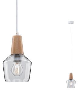 Paulmann 79745 Ylvie, závěsné svítidlo ze dřeva a skla 1xE27, průměr 14cm