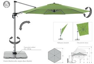 Doppler ACTIVE 370 cm - výkyvný zahradní slunečník s boční tyčí greige