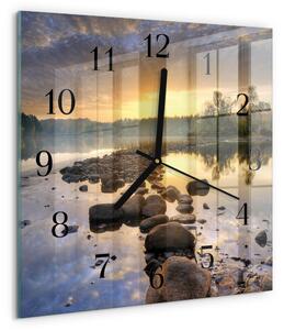 Skleněné hodiny na stěnu Jezero Natura zskc-30x30-00176293
