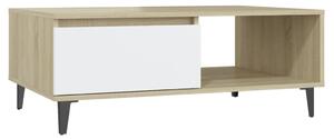 Konferenční stolek bílý a dub sonoma 90x60x35 cm dřevotříska