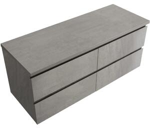 Koupelnová skříňka Carole + deska pod umyvadlo Navira Pro - 36 mm - betonově šedá - 140x51,6x46 cm