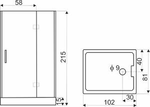 D‘Eluxe hydromasážní Sprchový Box TW41R1082 102x82x215cm, jednokrídlové dveře, grafitové sklo, 6mm