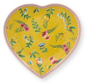 Pip Studio La Majorelle sada 2 talířků ve tvaru srdce, žlutá (dárková sada stylových talířků ve tvaru srdce)