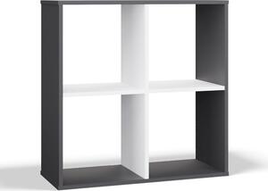 TP Living Regál Malax 2x2 74 cm antracit/bílý
