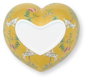 Pip Studio La Majorelle velká zapékací miska ve tvaru srdce, žlutá (stylová zapékací miska)