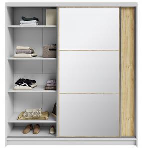 Šatní skříň DENVE 200x218x60,3 cm dub craft/bílá se zrcadlem
