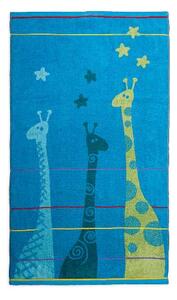 Plážová osuška ANIMALS žirafy modrá 70 x 125 cm