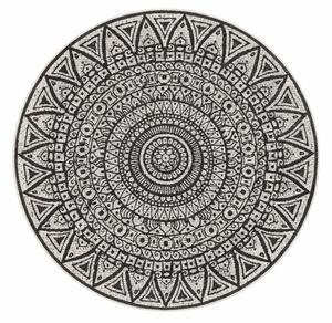 MK Original: Produkty s rodokmenem, Kusový koberec Mujkoberec Original Nora 104161 Black Creme kruh – na ven i na doma, 100x100 (průměr) kruh, černobílá, chodba / předsíň