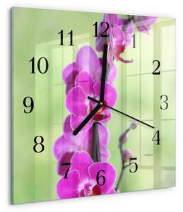 Skleněné hodiny na stěnu Orchidej zskc-30x30-00176478