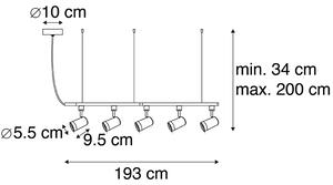 Moderní 1-fázový systém závěsných kolejnic bílý s 5 body - Jeana