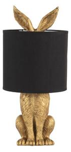 Designová zlatá lampa Mazaný zajíček s černým stínítkem