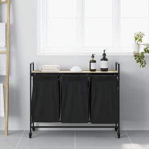 Koš na prádlo se 3 přihrádkami a kolečky dub sonoma