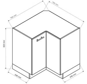 Kuchyňská skříňka dolní rohová ISOLDA DRP, 78,6x82x78,6, dub artisan/grafit
