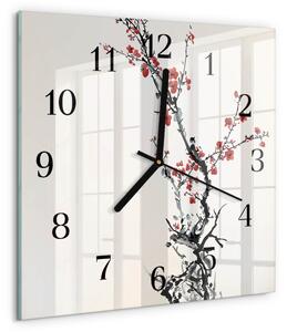 Skleněné hodiny na stěnu Květiny zskc-30x30-00176574