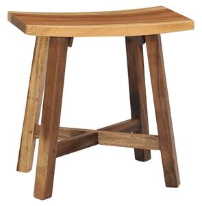 Stolička do koupelny hnědá masivní dřevo suar