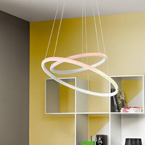 Luce Ambiente Design Závěsné LED světlo Axis, Ø 60/40 cm, bílé, kov, RGB, Bílá / opál, Obývací pokoj / jídelna, kov, Moderní