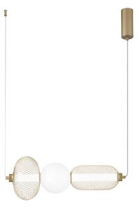 Luce Ambiente Design Závěsné světlo LED INKAS, výška 53 cm, zlatá barva sklo/kov, Mosaz / zlato, Obývací pokoj / jídelna, Sklo