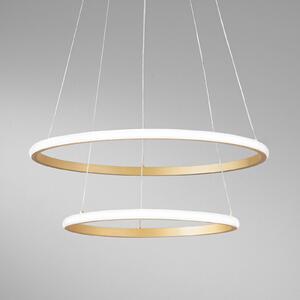 Luce Ambiente Design Závěsné LED světlo Axis, Ø 60/40 cm, zlatý kov RGB, Mosaz / zlato, Obývací pokoj / jídelna, kov, Moderní