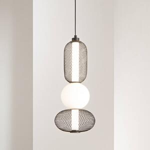 Luce Ambiente Design Závěsné LED světlo INKAS, výška 53 cm, černá, sklo/kov,, Černá, Obývací pokoj / jídelna, Sklo
