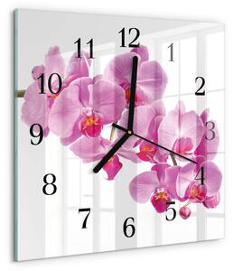 Skleněné hodiny na stěnu Orchidej zskc-30x30-00176687