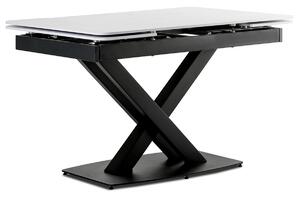 Jídelní stůl 120+30+30x80 cm, bílý mramor/černá, HT-450M BK