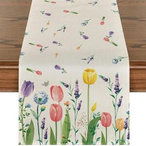 Bavlissimo Běhoun na stůl s květy tulipánů 183 x 33 cm barva a vzor: Multicolor 3