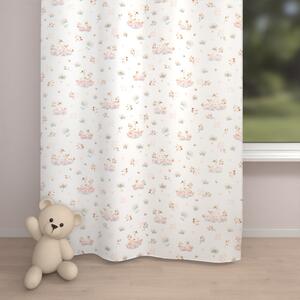 Biante Bavlněný závěs Sandra SA-610 Labutě mezi lekníny na bílém 150x140 cm