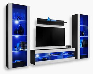 Komodee Tivoli Grande Obývací stěna / TV stolek Černo-Bílá Modrá LED