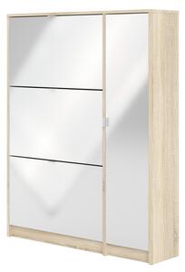 Botník Modulo s úložným prostorem - 124 x 99 x 24 cm | dub / bílá vysoký lesk