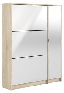 Botník Modulo s úložným prostorem - 124 x 99 x 24 cm | dub / bílá vysoký lesk