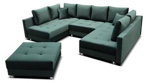 ANTEX MEGAN rozkládací sedačka ve tvaru U s dvěmi úložnými prostory zelená 305 x 90 x 186 cm