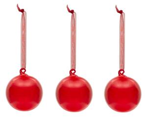 Set tří červených vánočních ozdob Kave Home Aucan 6 cm