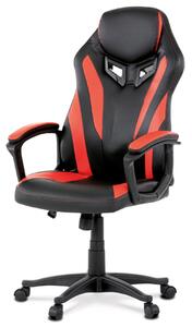 Autronic - Herní židle, potah - červená a černá ekokůže. houpací mechanismus - KA-Y209 RED