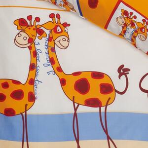 Povlečení KLASIK žirafy oranžovomodrá 140 x 200/70 x 90 cm