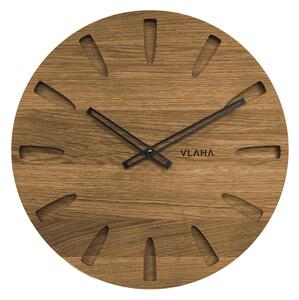 Velké dubové hodiny VLAHA vyrobené v Čechách s černými ručkami VCT1022 (hodiny s vůní dubového dřeva a certifikátem pravosti a datem výroby)