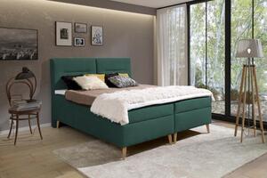 ZETKA PORTO 160x200 moderní kontinentální postel boxspring s úložným prostorem zelená 162 x 122 x 222 cm