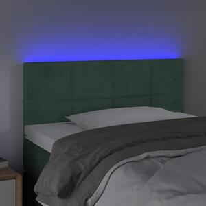 Čelo postele s LED tmavě zelené 100x5x78/88 cm samet