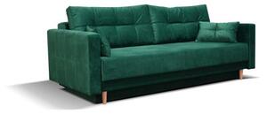 ANT, MILA rozkládací pohovka s úložným prostorem ve skandinávském stylu, zelená, 91x216 cm