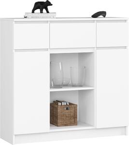 Akord Komoda bílá 2 dveře 3 zásuvky 1 malé dvíko 101x35x98